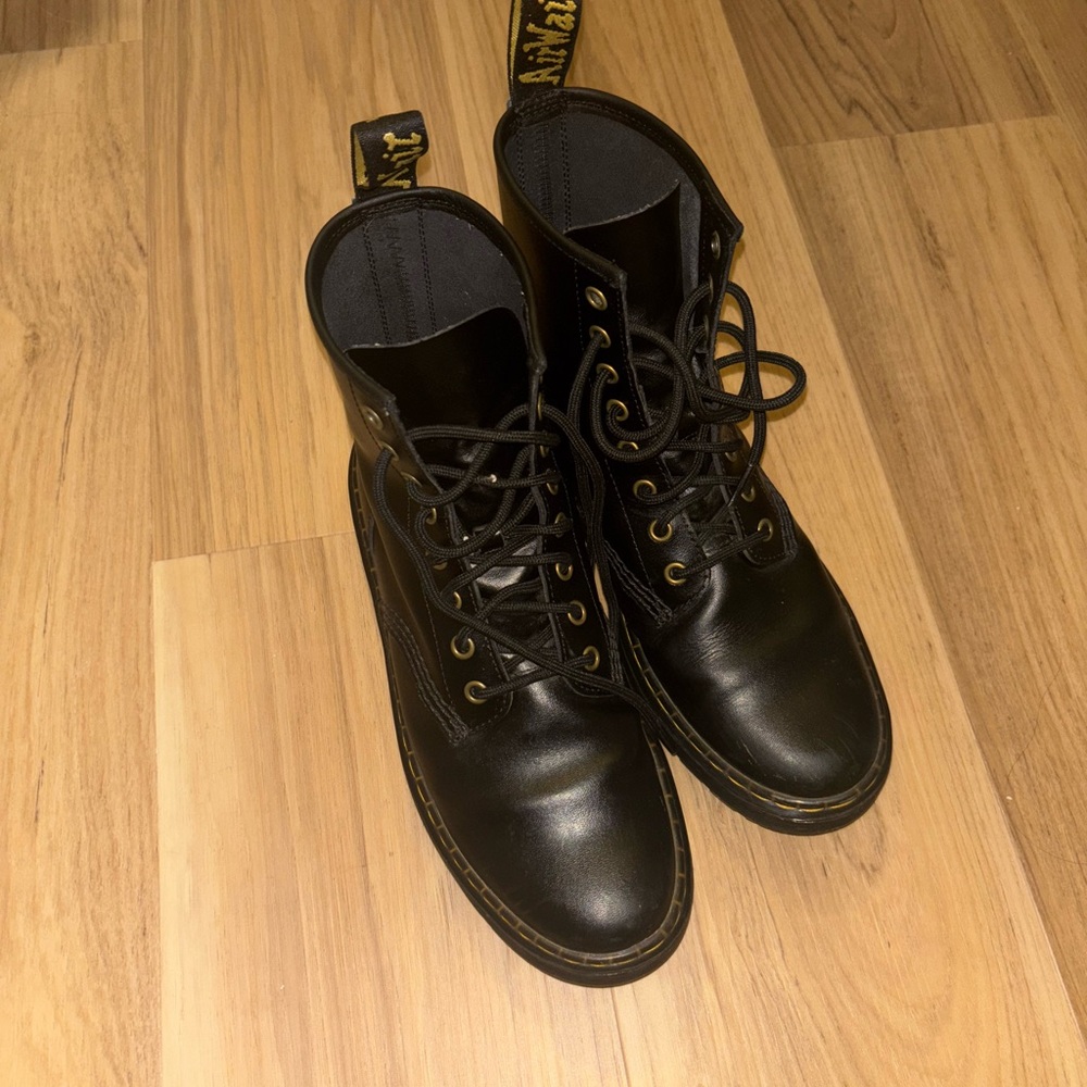 Black Leather Lace-Up Boots